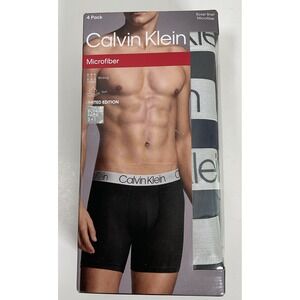 NIP Men's Calvin Klein Microfiber Boxer Briefs 4 Pack Black Blue Gray - Size XL
